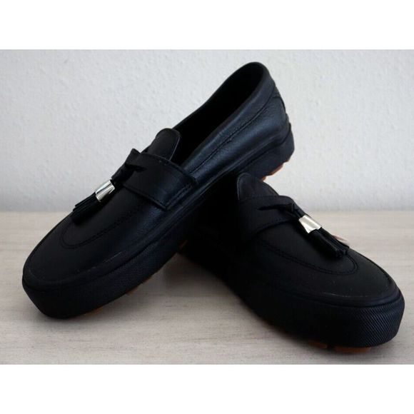 Vans VN0A5KRBA6H Men's Sz 4.5 Women's 6 Black Check Tassel Leather Loafers - Picture 1 of 7